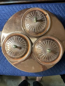 WONDERFUL ART DECO COPPER THREE DISH ELECTRICAL SERVING STATION
