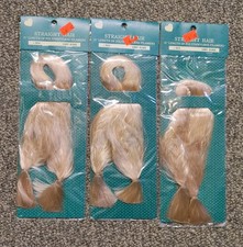 Vintage Straight Hair For Doll Making Lot Of 3 Sandy Blonde 15" NOS
