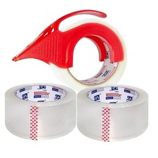 PERFECTAPE Heavy Duty Packing Tape with Dispenser, 3 Rolls, Clear, 2.8 mil, 1...