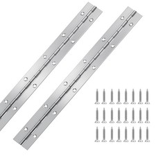 2Pcs Piano Hinge, 12 Inch Stainless Steel Hinges with Holes and 24 silvery