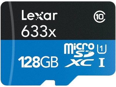 Lexar 128GB High-Performance 633x microSDXC UHS-I/U1 Class 10 Memory Card w/ SD