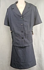 Spago Collection Skirt Suit 2-Piece Set Size Womens 22W Navy Blue Pinstripe NWT