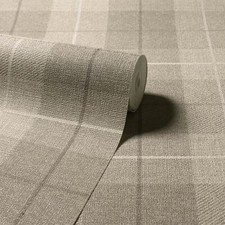 Image of Hessian Country Tartan Check Textured Beige 294903 Arthouse Wallpaper