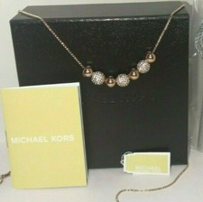 Michael Kors Ladies Rose Gold Plated Brilliance Necklace MKJ5524791 Designer New