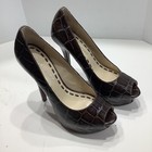 Enzo Angiolini Eatanen Platform Pumps Dark Brown Croc Print 5” Heels Wmns Sz. 5M
