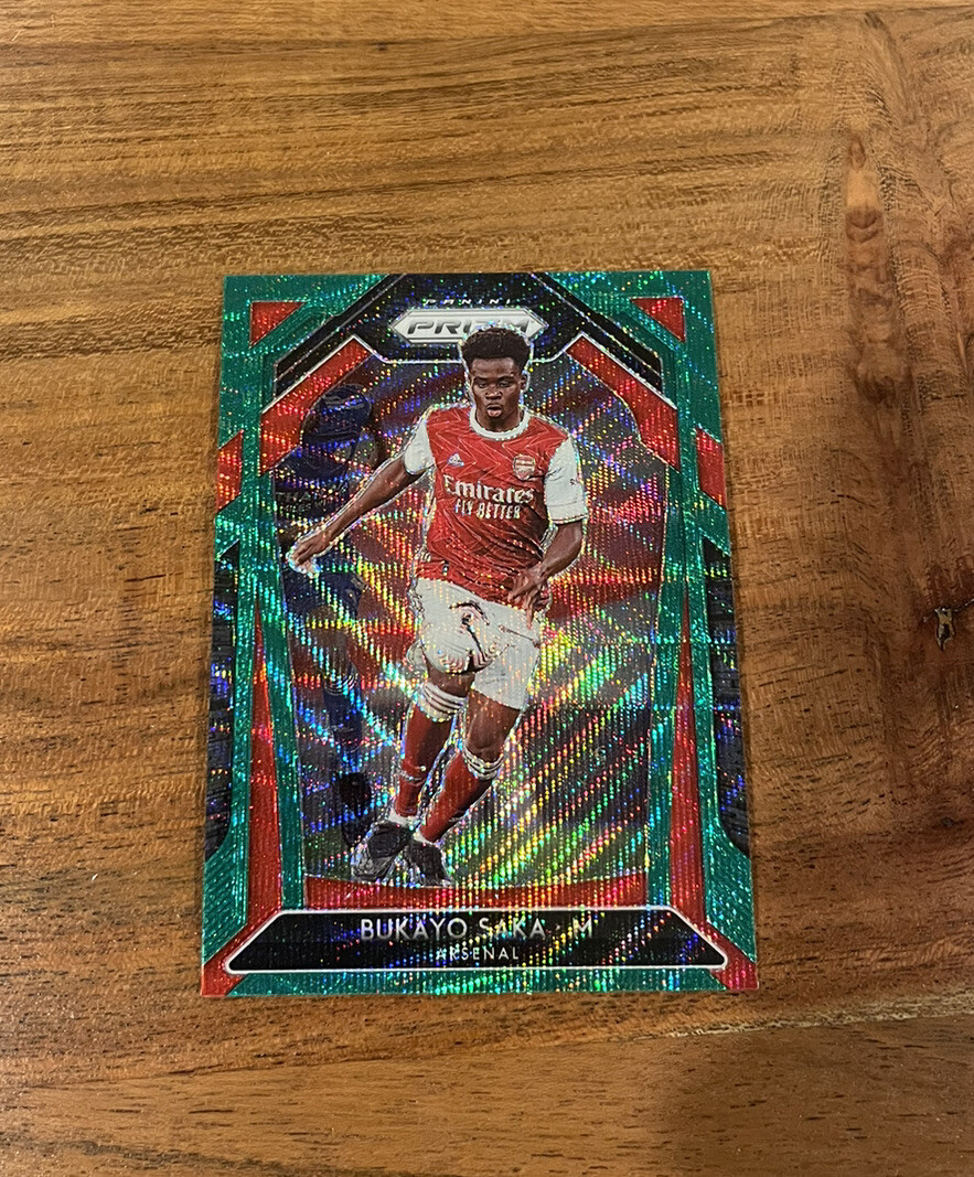 Bukayo Saka 2020-21 Panini Prizm Rookie Green Wave Prizm NRMT+ Arsenal England!!