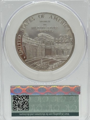 1994 P Women In The Military Memorial Commem Silver Dollar CAC PR69 #1087 - Picture 4 of 6