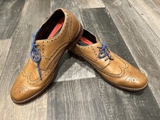 Rockport Men Tan Brown Wingtip Trutech Insole Shock Absorb Leather Shoe Sz 8