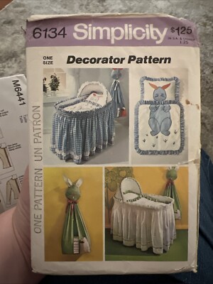   1973 SIMPLICITY #6134 /#9751 - CUTE BASSINET SKIRT-DIAPER STACKER PATTERN  FF