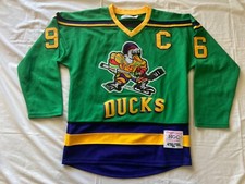 Retro Authentic Mighty Ducks 96 Charlie Conway Hockey Sweater Jersey Fight Strap