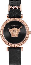 Versace VEDV00719 Palazzo Empire Greca rose gold black Leather Women's Watch NEW