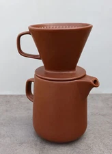 Ebros Porcelain Coffee Maker Carafe Pot With Pour Over Dripper Filter Cup Set