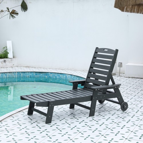 Adjustable Oversized Chaise Lounge Chair Patio Outdoor Furniture w/ Cup Holders - Picture 5 of 10
