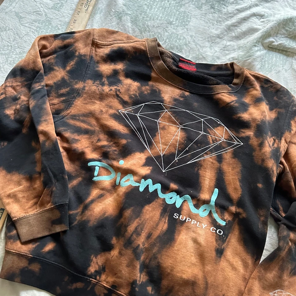 DIAMOND Supply Co Sweatshirt Women's M Black tie dye Crewneck Sweater Pullover - Image 3 of 4