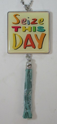 Q Top. Sign QTOP Seize the day POSITIVITY CAR CHARM mirror ornament Ganz ...