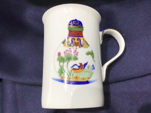 HOME ART mug PORCELAIN ORIENTAL VASE motif never used! EXCELLENT!