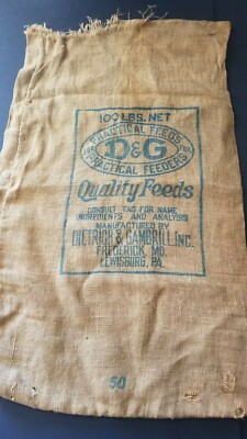 Vintage D & G Quality Feeds Dietrich & Gambrill Frederick MO Lewisburg PA Sack B