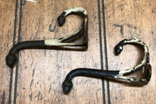 2 Vintage Rustic Wall Coat Towel Hat Hooks Metal 3 1/2"
