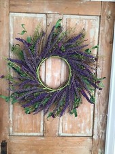 Lavender  Small Flower Natural Twig Wreath 22  Cottage Decor New Floral