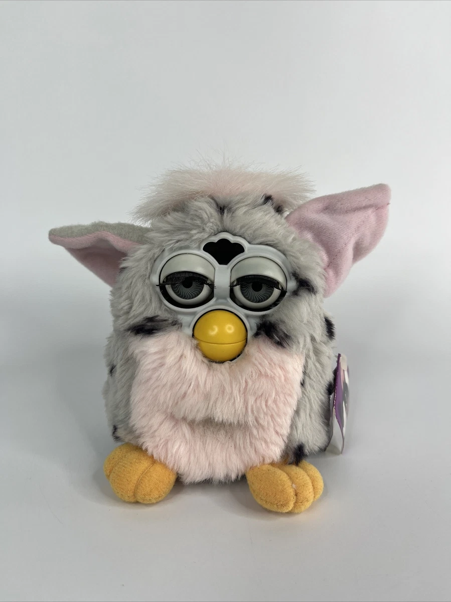 Peluche accessoires Furby lacet vintage 1999 noir gris rose rare emballage  neuf