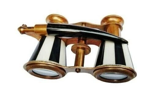 Antique Vintage Opera Glasses Binoculars White Mother of Pearl & Handle Brass - Image 4 of 4