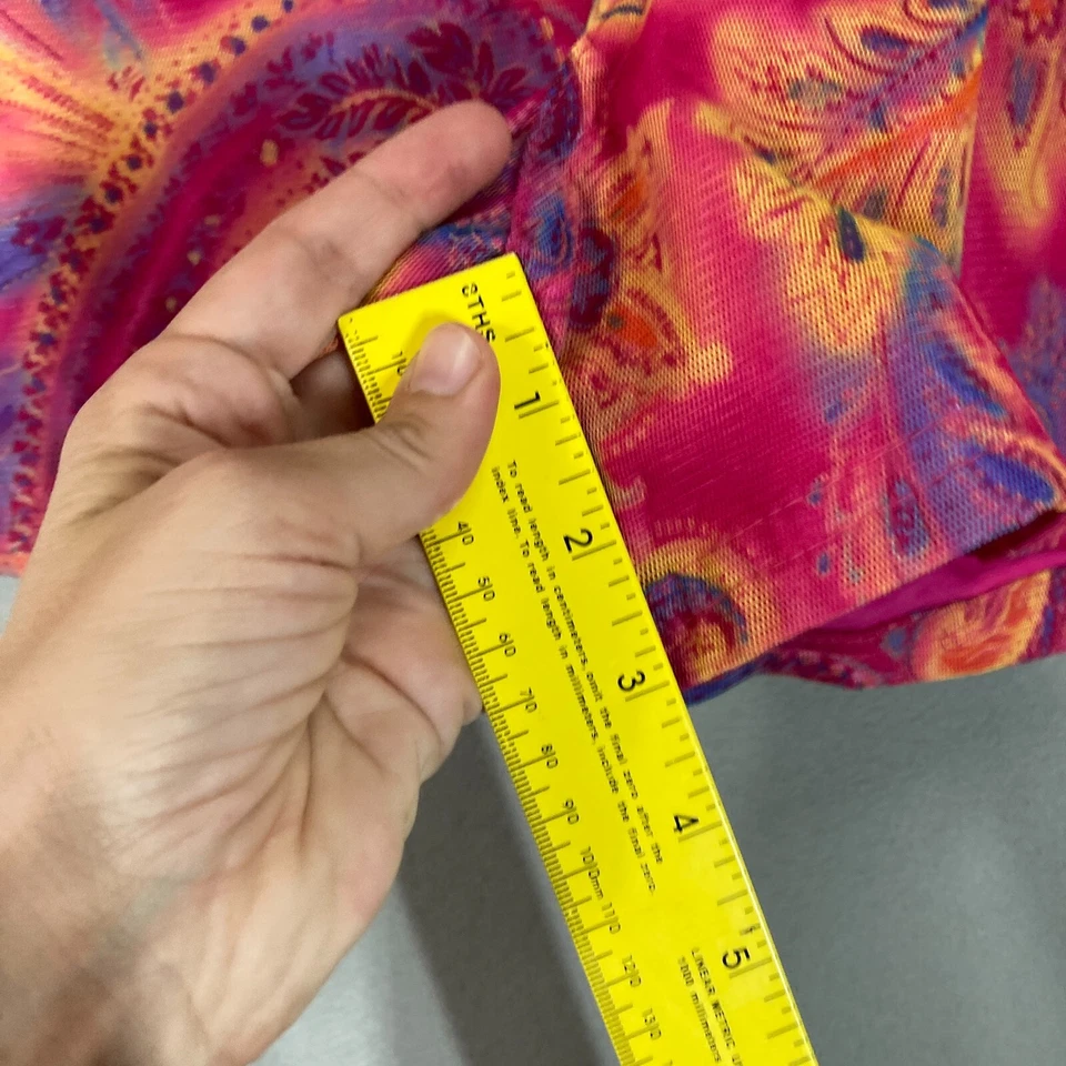 Shorts de prancha feminino vintage anos 90 tamanho M Y2K praia malha paisley surf rosa - Imagem 4 de 4