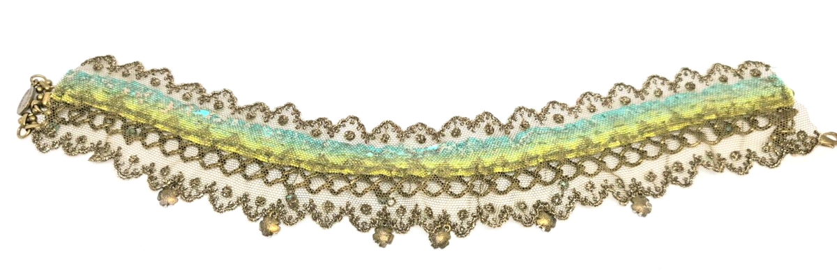 Lovely Gold tone Neck Chain By Michal Negrin Elegant With Blue