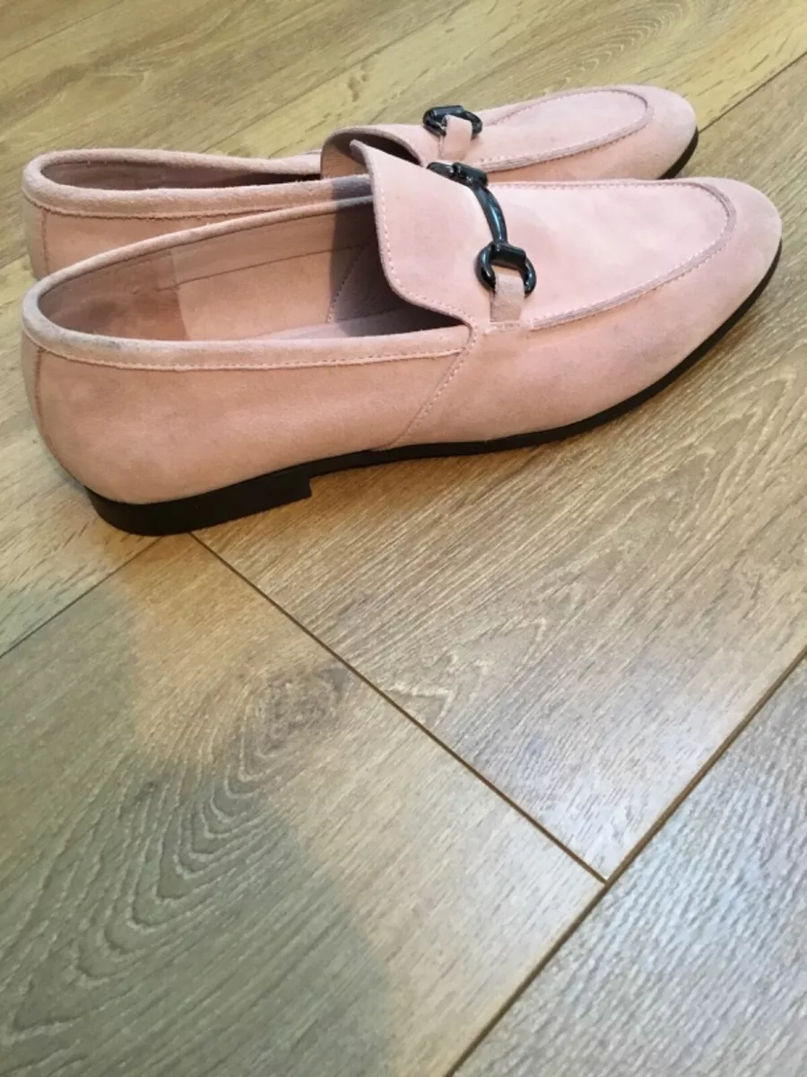 mens OFFICE lemming bar loafers light pink suede leather shoes UK