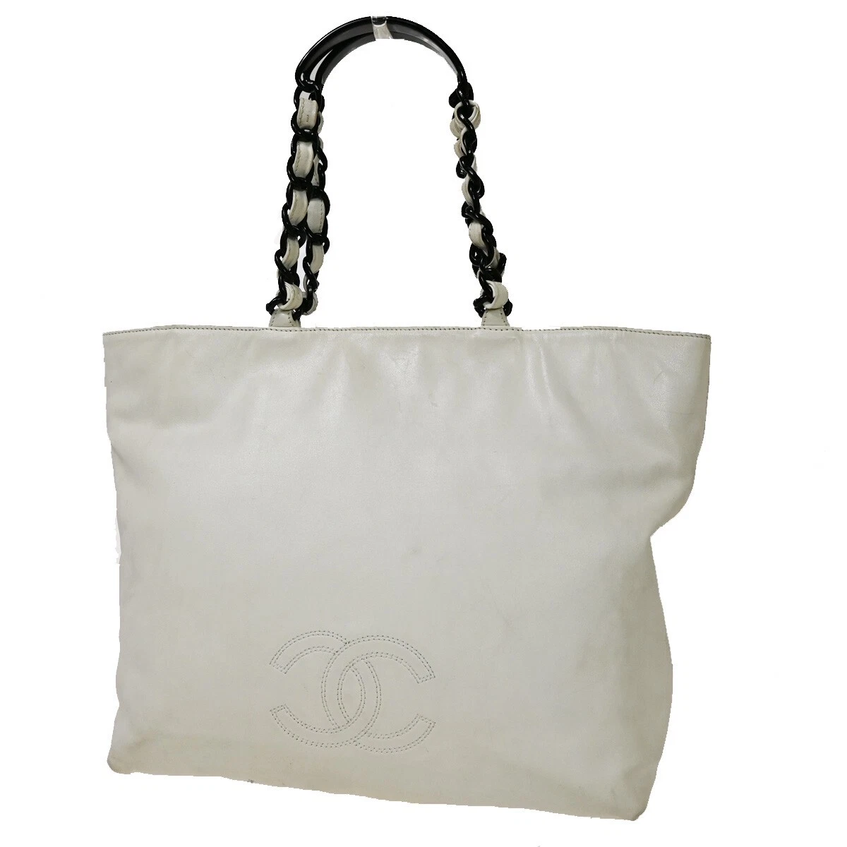 Chanel CC Logo Vintage Leather Tote Handbag