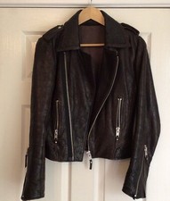 Quality Women’s Brown Real Leather Zip Up Biker Jacket Size 10