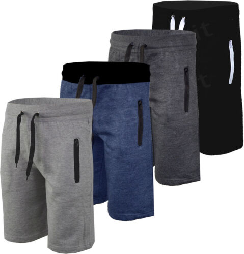 Pantaloncini jogger da uomo palestra semplice pile / tasche elasticizzate vita con cerniera da corsa 3/4  - Foto 1 di 12