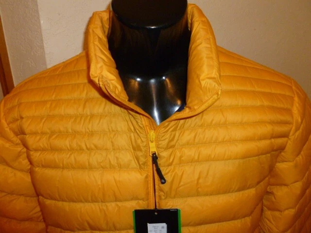 New Solaris Men's Packable Duck Down Puffer Jacket Warm Yellow Size XL New 129$