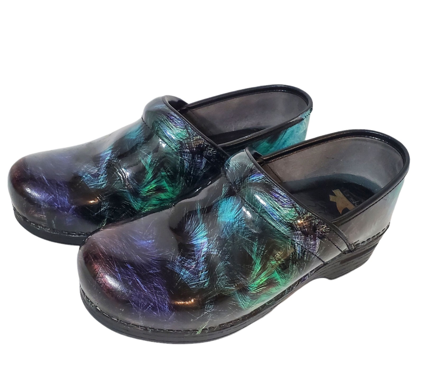 Dansko Patent Leather Multicolored Slip On Clog Comfort Nurse Shoes 41 US 10.5