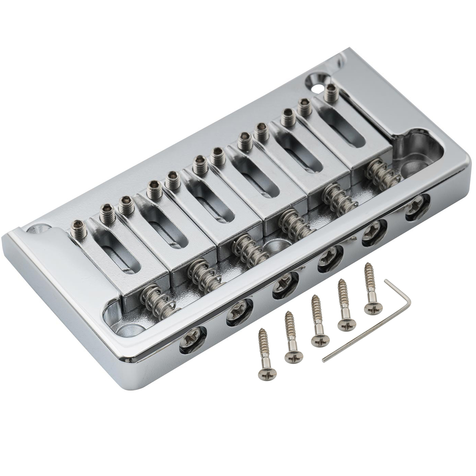 Musiclily Ultra Chrome Brass 52.5mm Fixed Hardtail Bridge For Strat Tele Guitar