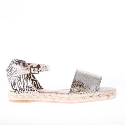 CHARLOTTE OLYMPIA Damen Schuhe Sandale Espadrilles Mischievous Leder Silber