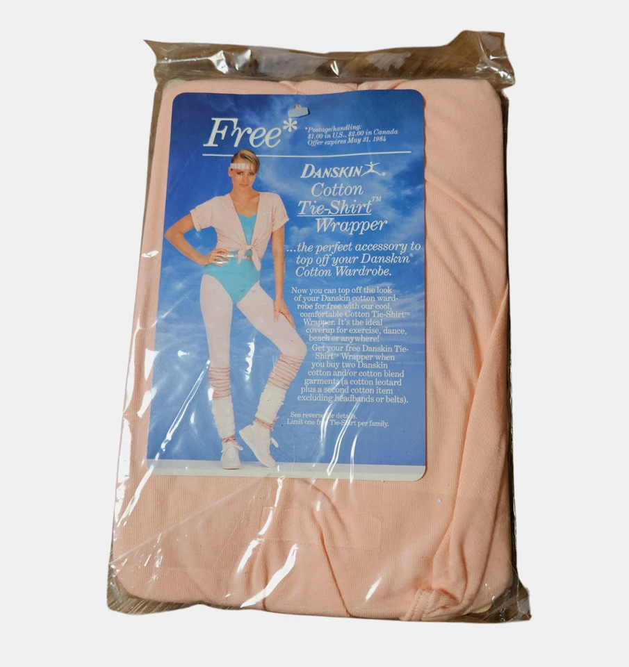 Camiseta envolvente de algodón Danskin para mujer S rosa melocotón mezcla de algodón nueva años 80 Foto 2 de 4