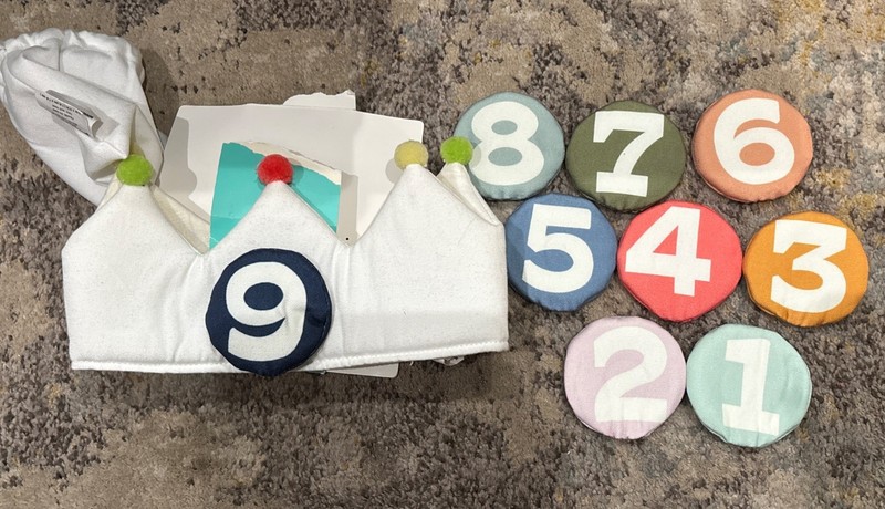 New Child Fabric Crown With Numbers 1-9 For Years Old Hook And Loop Closure