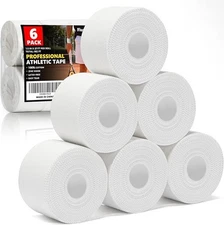 Professional 6 Pack White Athletic Sports Tape - 1.5 Inch × 27 Feet Per Roll | T