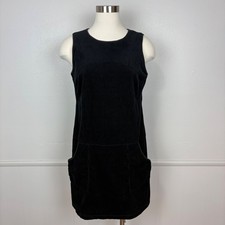 G.H. Bass & Co. Vintage Black Jumper Shift Dress Sz 4 Corduroy Drop Waist Twee