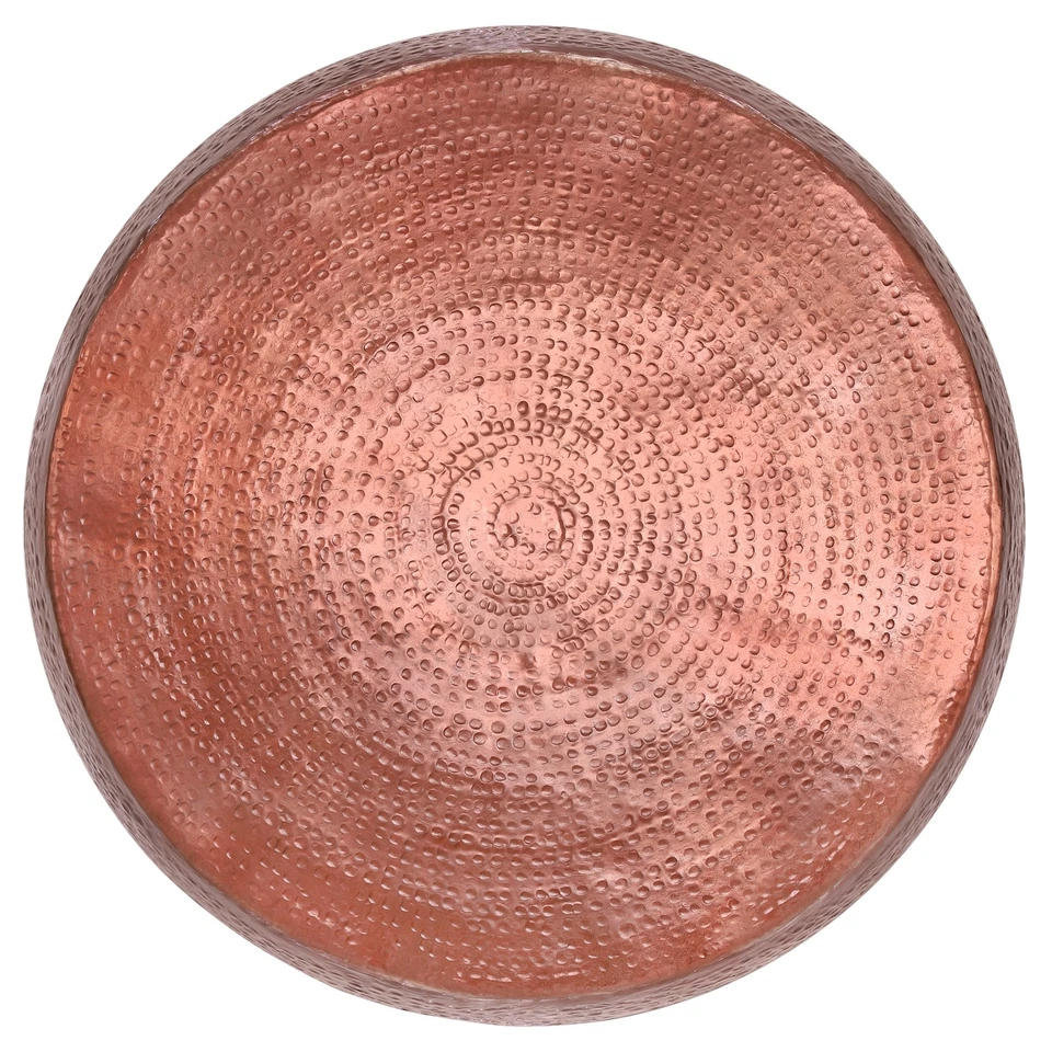 Mesa de centro redonda Ø90x45cm aluminio martillado cobre mesita café auxiliar - Imagen 2 de 4