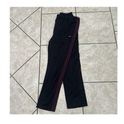 Stussy Men s Black Track Pants L Burgundy/Navy Side Stripe Drawstring Pockets