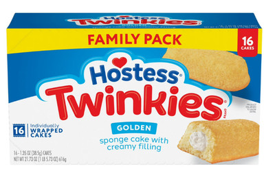 Hostess Twinkies Snack Cakes, Golden Sponge Cake with Crème Filling, 21.73 oz Bo