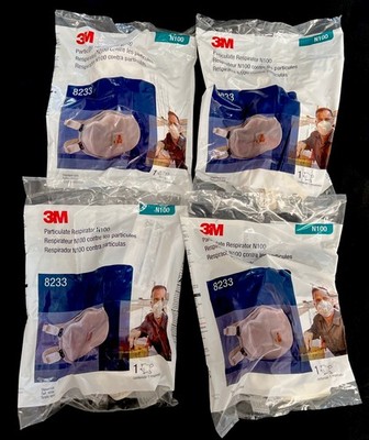3M 8233 N100 Particulate Respirator Masks Exhalation Valve Lot