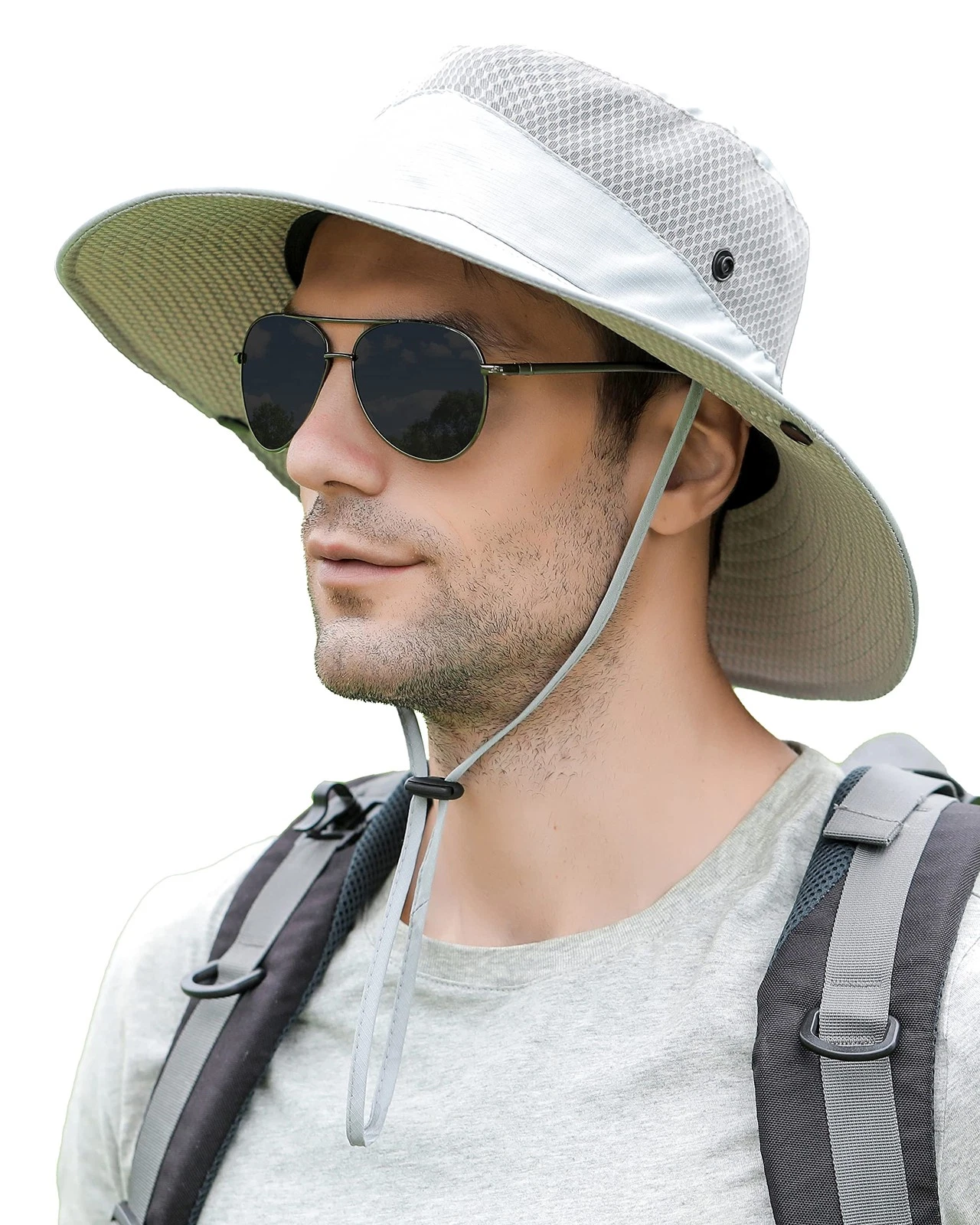 Mens Womens Sun Hat Wide Brim Breathable Mesh UPF 50+ Bucket Hat Waterproof F...