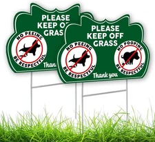 2 PC Keep off Grass Sign - 8X12 Double Sided Coroplast No Peeing No Pooping Dog
