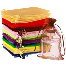 100PCS 4X4.72" Mixed Color Satin Drawstring Organza Pouch Gift Bags for Weddi...