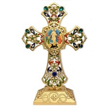 Resurrection Filigree Standing Cross Jesus Christ and Lifting up Of Adam and Eve