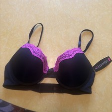 Womens Size 36c Black/hot Pink Push Up Padded Bra By B Intimates