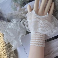 Beautiful Embroidery Details False Wrist Cuffs Ruffle Double-layer Detachable Sl