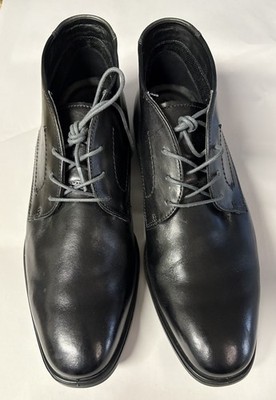 $185 New ECCO Men s Melbourne Mid Laced Leather Boot Black Leather EU45/ US 11.5
